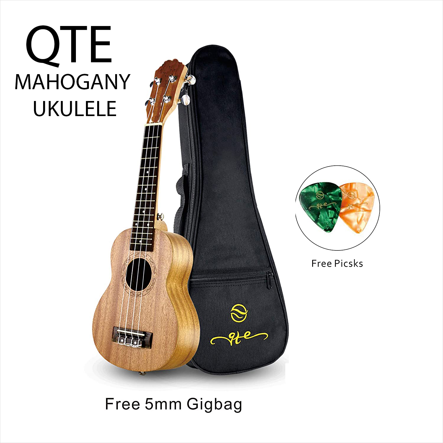 Qte Concert Ukulele Musical Instruments Spruce Mahogany 24 inch natural with Gigbag